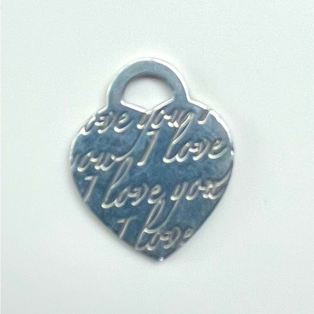 Tiffany & Co. Sterling Silver 1" Large Heart shaped I LOVE YOU Pendant Charm